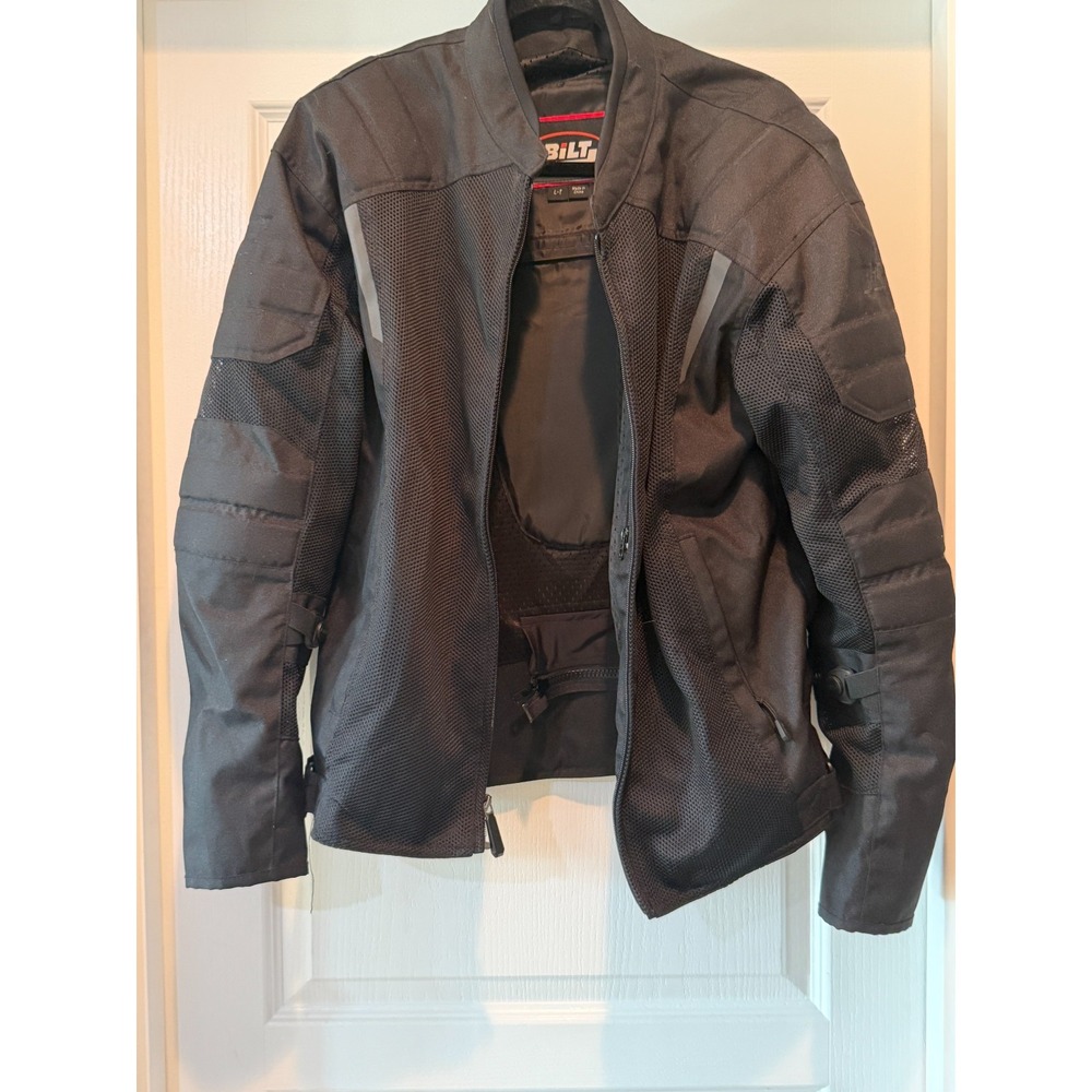 BILT Mens Padded Black Mesh Motorcycle Jacket Large T